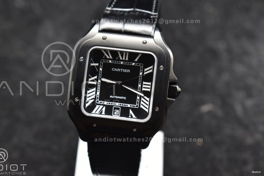 Santos Best BVF Black Dial de on 40mm MIYOTA Cartier Edition Leather 9015 PVD Strap Black 1:1 0110